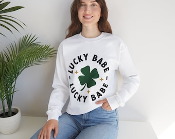 Lucky Babe St. Patrick's Day Unisex Heavy Blend™ Crewneck Sweatshirt Multiple Color Options Gift Idea Birthdays Holidays Christmas Trendy