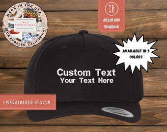 Texte brodé personnalisé | Snapback incurvée | Yupoong | Entièrement personnalisable | Unisexe | Par TrueExpressions