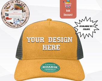 Personalisierte Cord Trucker Cap: Benutzerdefiniertes Logo, Text, Design