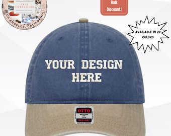 Individuell bestickter Hut | OTTO CAP 5 Panel Mid Profil Baseballmütze | Personalisierte Text Logo Dad Hat | Hergestellt in den USA | Erhältlich in 29 Farben