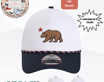 California Bear Embroidered Imperial Rope Hat | Wingman 7054 Cali Bear Star Snapback | West Coast Gift Hat | Golden State Cap