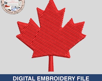 Canadian Maple Leaf Embroidery Design File | Canada Leaf Machine Embroidery 2", 3", 4" | PES DST EXP VP3 Digital Download