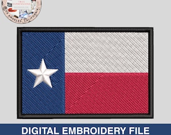 Texas Flagge Stickmuster | Texanische Flagge | Stickdatei für die Maschine | PES DST EXP VP3 Digitaler Download