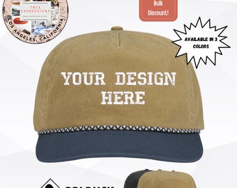 Individuell bestickter DRI DUCK Rope Hat: Pigment-gefärbter Baumwoll-Snapback