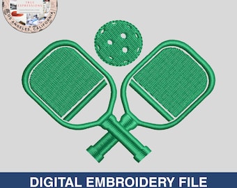 Pickleball Paddel Stickdatei | Gekreuzte Paddel & Kugel | Stickdatei für die Maschine | PES DST EXP VP3 Digitaler Download