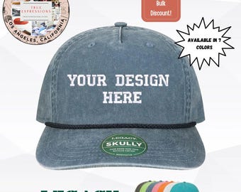 Individuell gestickte Legginskully Hut | Personalisierte Seilkappe | Vintage Washed Snapback | Benutzerdefiniertes Logo Hut | Sammelbestellung | Hergestellt in den USA