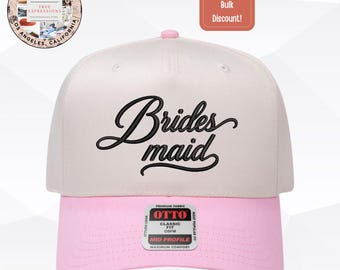 Bridesmaid Embroidered Hat | Pink Bridal Party Baseball Cap | Bachelorette Bridesmaid Cap | Wedding Weekend Gift Hat | Made in the USA