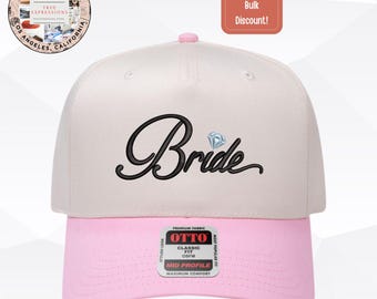 Bride Embroidered Hat | Pink Bridal Baseball Cap | Bachelorette Party Bride Cap | Wedding Shower Gift | Honeymoon Hat | Made in the USA