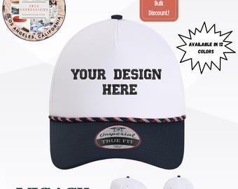 Individuell bestickter Imperial True Fit Hut | Rope Golf Cap mit Kontrast Schirm | Personalisierte Logo-Hut | Marke, Team & Event Bestellungen