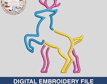 Colorful Deer Embroidery Design | Abstract Reindeer Machine | Deer Design | Modern Wildlife | Embroidery File |  2", 3", 4" |PES DST EXP VP3