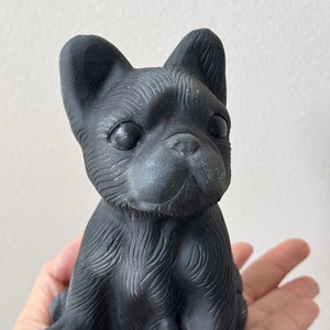 LARGE 780g+ Natural Black Obsidian French Bulldog | Crystal Frenchie | Black Obsidian Dog | Crystal Dog Carving Figurine Gift Idea