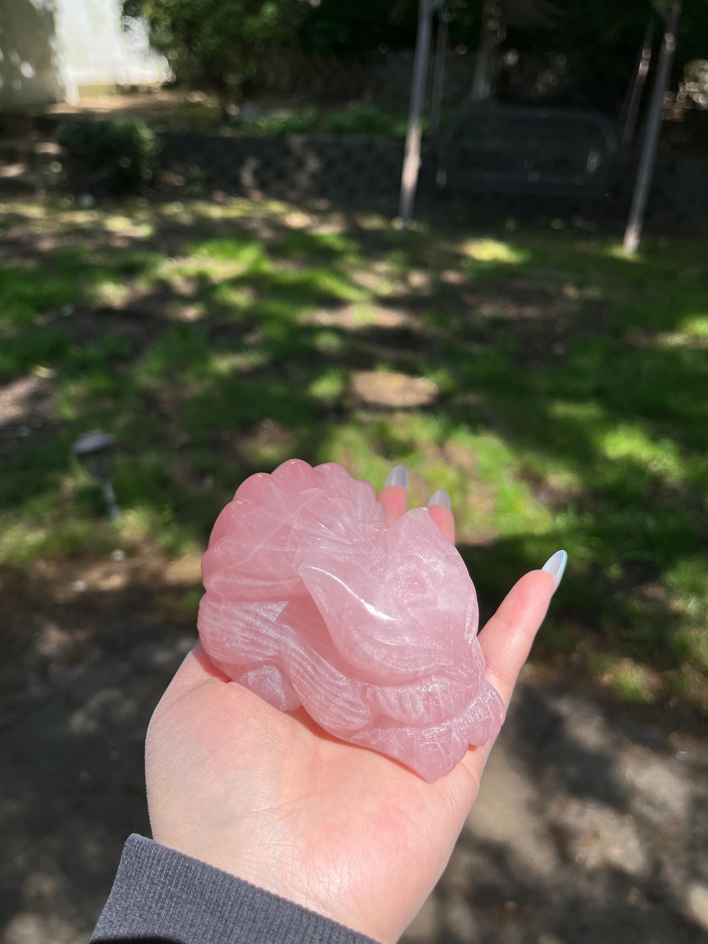 ローズクォーツ九尾の狐 - 手彫りクリスタル置物 N89 - Etsy 日本