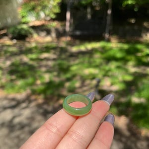 Green Nephrite Jade Ring | Natural Nephrite Jade Band | Minimalist Gemstone Ring -N66