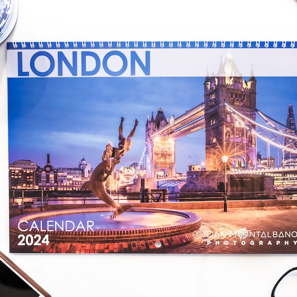 London 2024 Wall Calendar | Hanging Wall Calendar | 2024 Monthly Calendar | A4 Travel Calendar