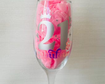 Celebration glass. Birthday gift. Special birthday gift. Personalised glass.
