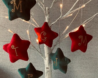 Star decoration. Personalised Christmas decorations, Velvet stars.