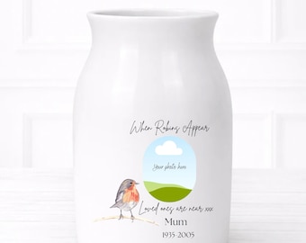 Blumenvase. In Erinnerung an ... Personalisiert, Fotooption. Ein Andenken für zu Hause oder an einem besonderen Ort.