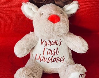 Personalised Reindeer. Personalised Penguin. Adorable Christmas Gift. Christmas gift. Baby First Christmas. Baby gift.