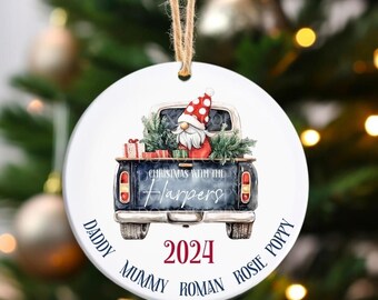 Personalised Christmas Decoration. Family decoration. Decoration with names. Stocking. Gnome. Tree decoration.