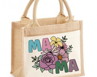 Mama Jute bag. Mum gift idea. Can be personalised. 4 designs available. Shopping Bag.