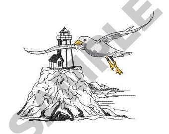 Faro de gaviotas - Diseño para bordado a máquina