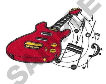 Guitar And Music - Machine Embroidery Design