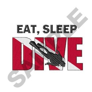 Eat Sleep Dive - 機械刺繍デザイン
