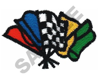 Flaming Racing Flags Machine Embroidery Design - Etsy