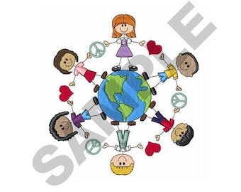 Paz y amor en el mundo - Diseño de bordado a máquina