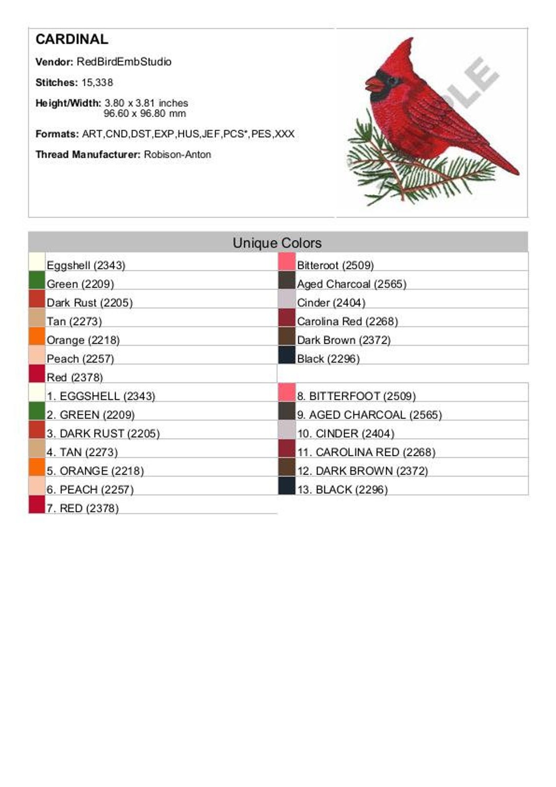 Cardinal Machine Design Cardinal - Machine Embroidery Design - Etsy