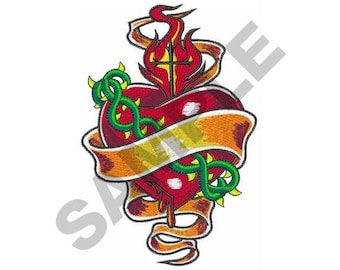Sacred Heart Tattoo - Machine Embroidery Design