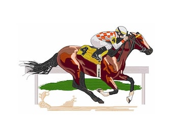 Escena de carreras de caballos - Diseño de bordado a máquina