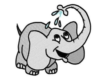 Cute Elephant Machine Embroidery Design - Splashing baby Elephant Embroidery Pattern, Digital Download for Baby Shower Nursery Decor