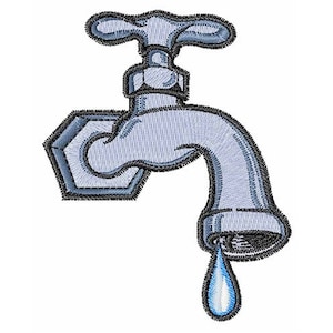 水滴が滴る蛇口 - 機械刺繍デザイン