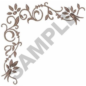 May include: A brown floral corner design with intricate swirls and leaves. This design is perfect for adding a touch of elegance to any project.