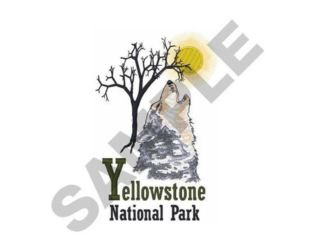 Wolf Yellowstone Park Machine Embroidery Design Etsy