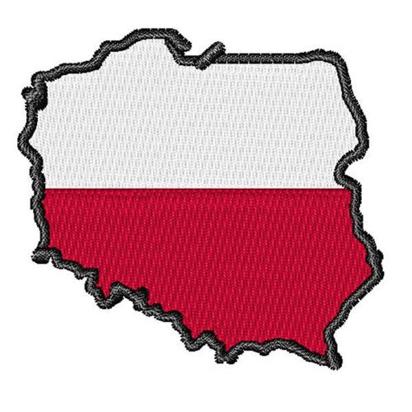 Poland Map Flag - Machine Embroidery Design