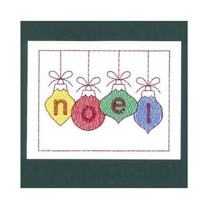 Noel Card - Machine Embroidery Design, Christmas Greetings Card Embroidery Pattern, Xmas Ornaments Card Embroidery Design