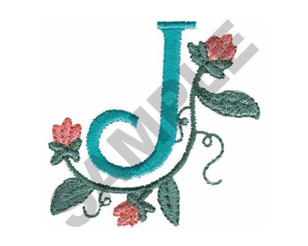 Flower Letter J Machine Embroidery Design Etsy