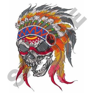 Indian Chief Skull - Machine Embroidery Design