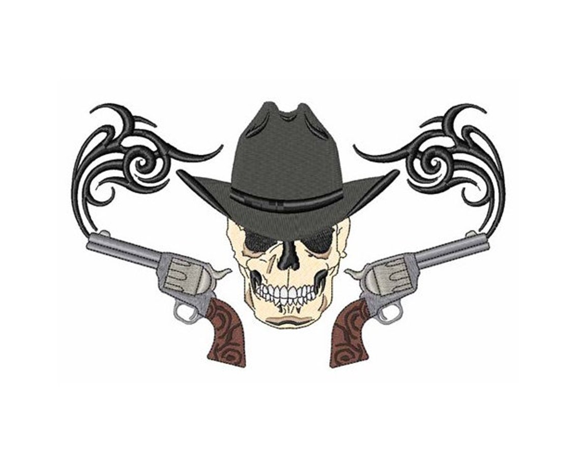 thumbnail image 2 of Skull & Pistols Biker Patch – 3.5" Embroidered Iron-On For MC Vests & Jackets 2 of 4