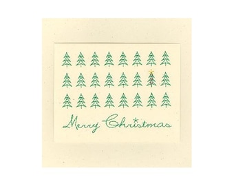 Merry Christmas Card - Machine Embroidery Design, Christmas Trees Card Embroidery Pattern, Xmas Card Embroidery Design