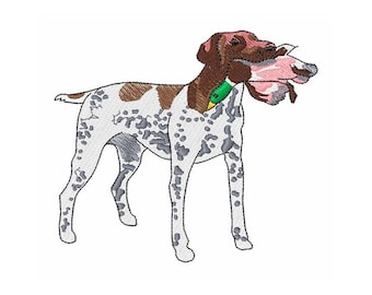 Pointer alemán con ánade real - Diseño de bordado a máquina
