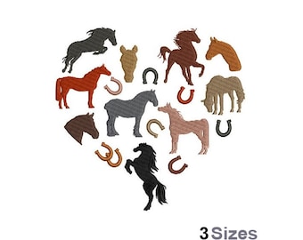 Horse Heart - Machine Embroidery Design - 3 Sizes