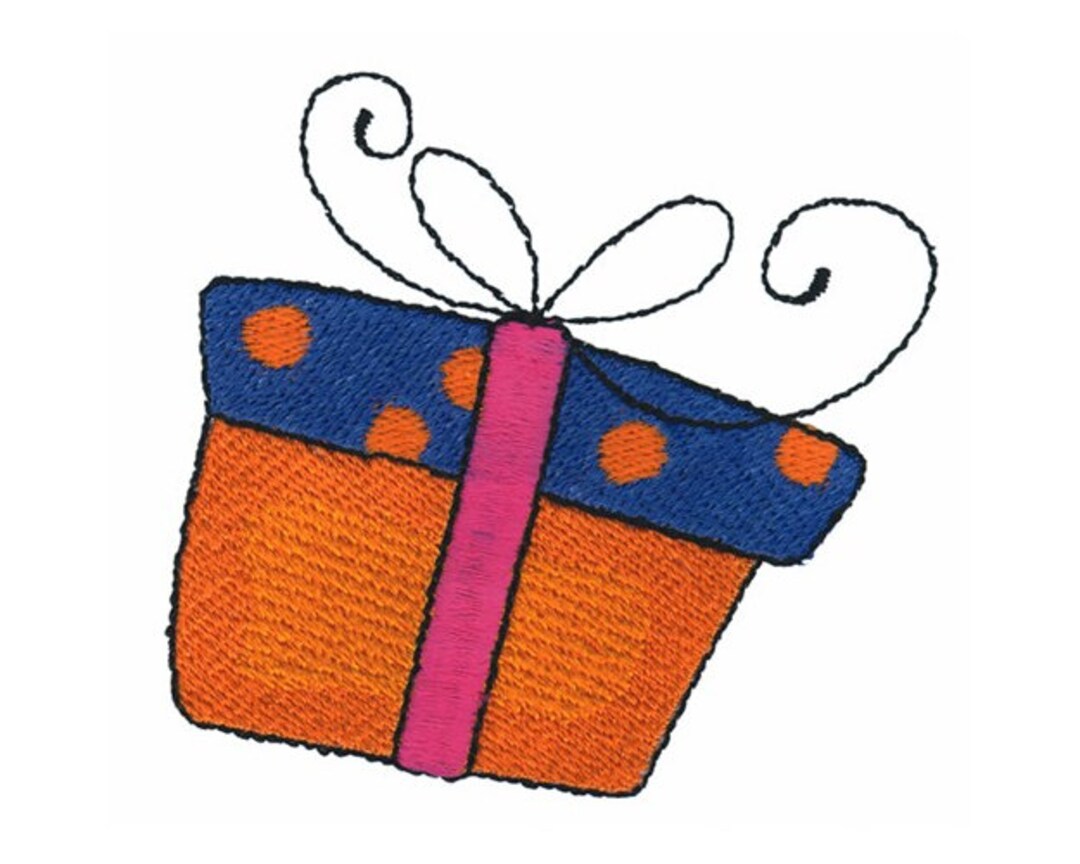 Present Machine Embroidery Design - Etsy