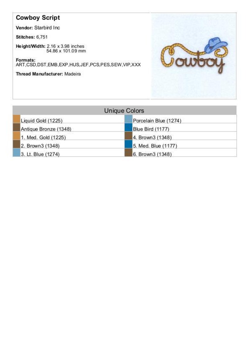 Cowboy Script - Machine Embroidery Design, Cowboy Hat & Rope Embroidery ...