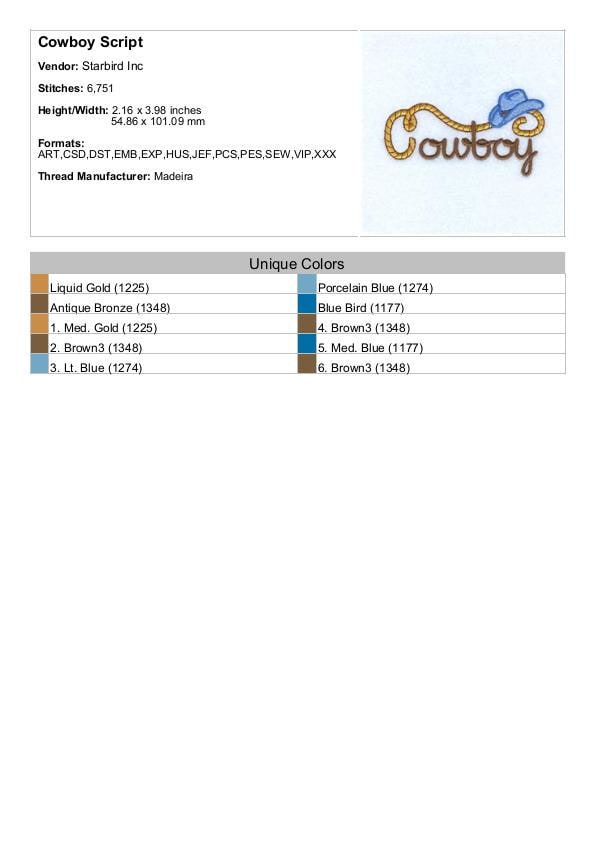 Cowboy Script - Machine Embroidery Design, Cowboy Hat & Rope Embroidery ...