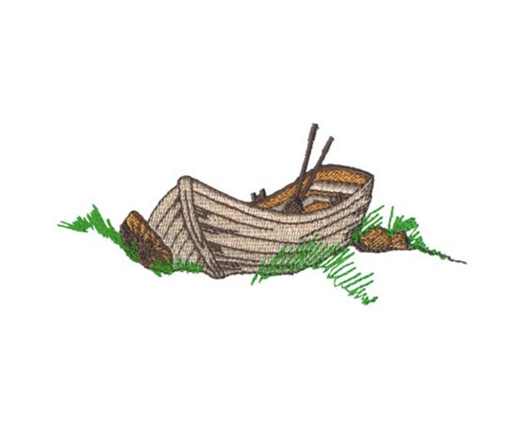 Row Boat Machine Embroidery Design Etsy