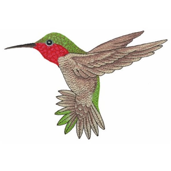 Hummingbird Applique Patch - Embroidered Blue & Green Bird Badge 2