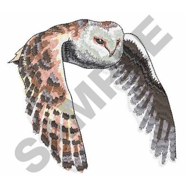 Barn Owl In Flight - Machine Embroidery Design